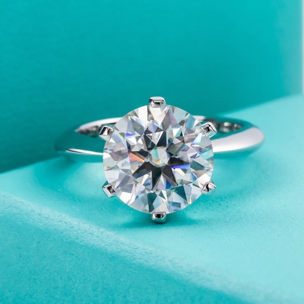 🔥5CT Certified Lab Grown Moissanite Round Cut Sparkling Wedding Ring Size 7